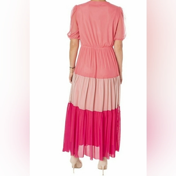 92- Taylor Women's Maxi Dress Tie Neck Soft Pink Blush Size 4 NWT - Picture 2 of 11